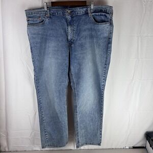 Levis 541 Jeans Mens 48x29 Light Wash Blue Denim Athletic Taper Stretch‎ Zip Fly